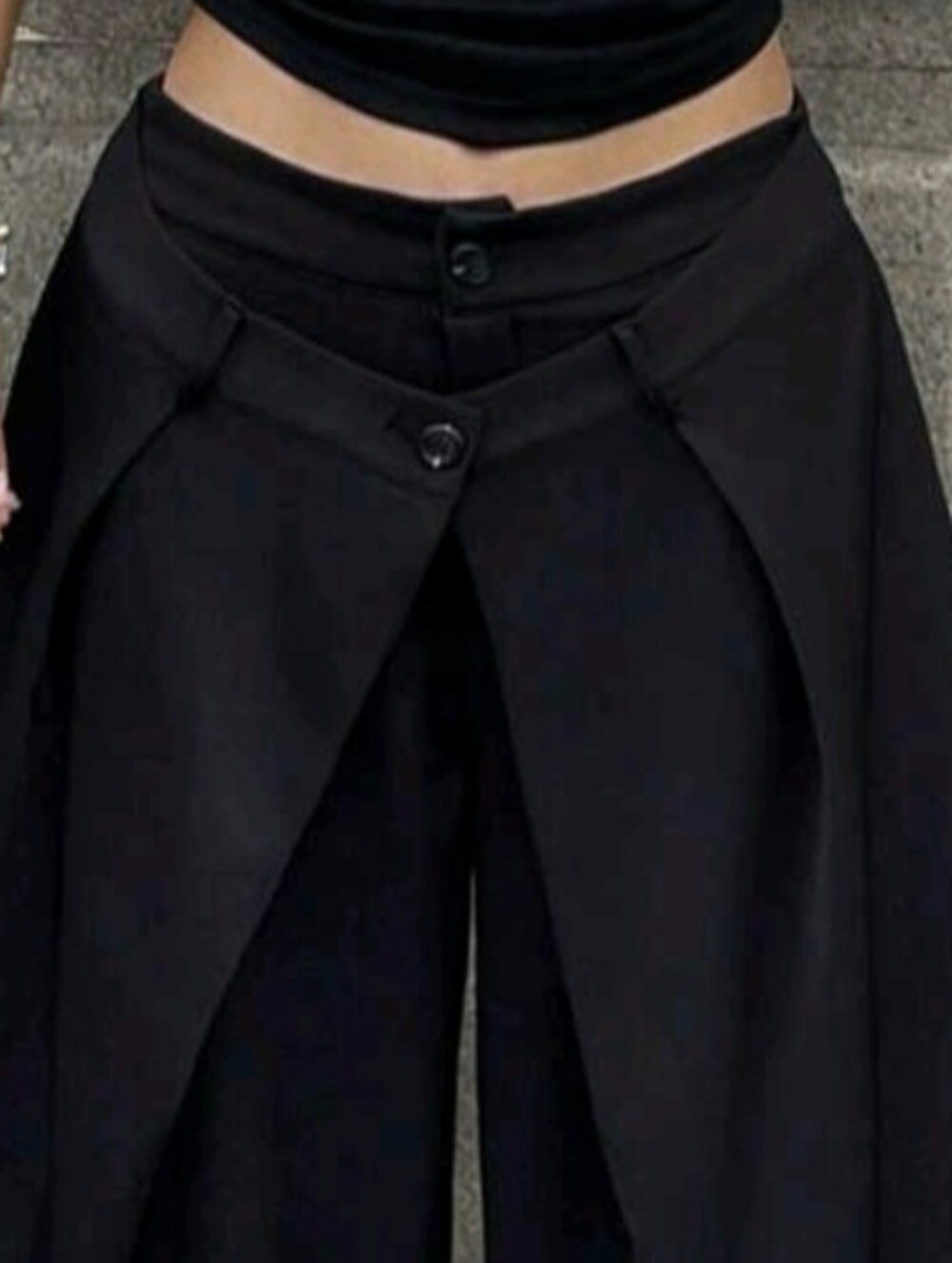 Wide-Leg Draped Palazzo Pants - Black